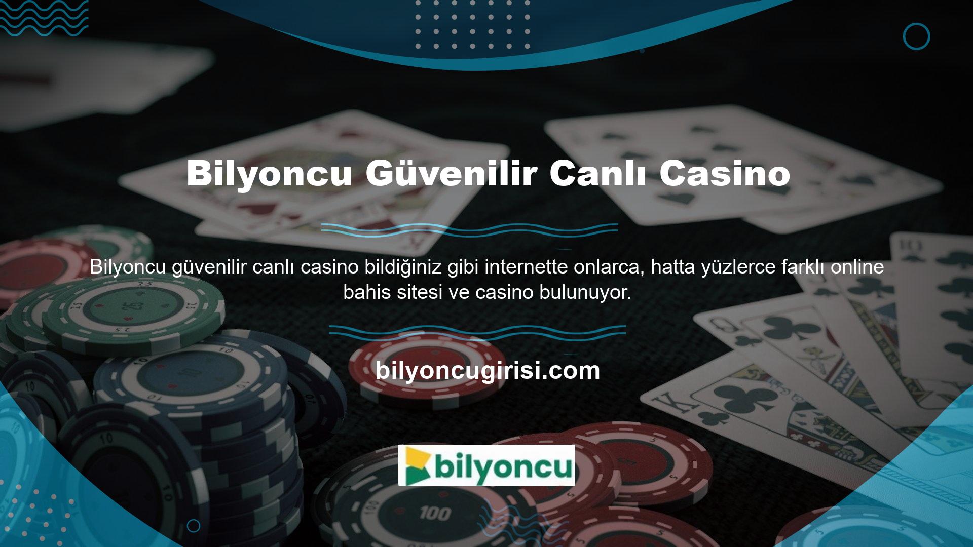 Bu sitelerden farklı olarak Bilyoncu Canlı Casino, kullanıcılara tamamen güvenli ve yasal bir oyun ortamı sunmaktadır